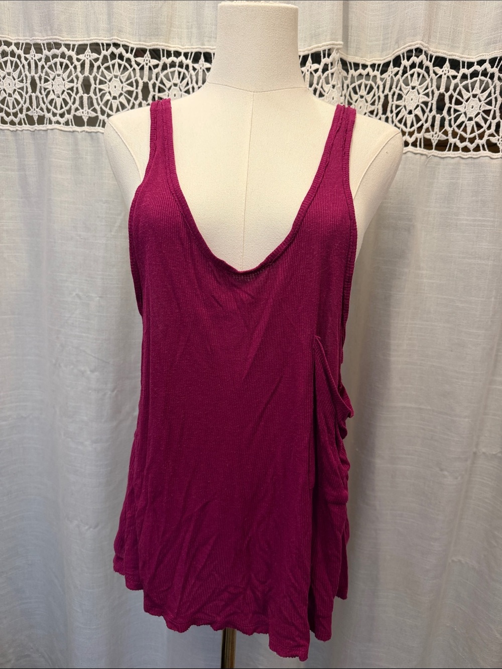 We The Free Deep Scoop Tank Top in Magenta
